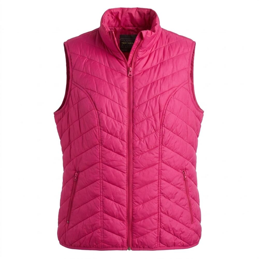 Tek Gear Pink Collared Full Zip Sleeveless Lightweight Vest Women Size XL